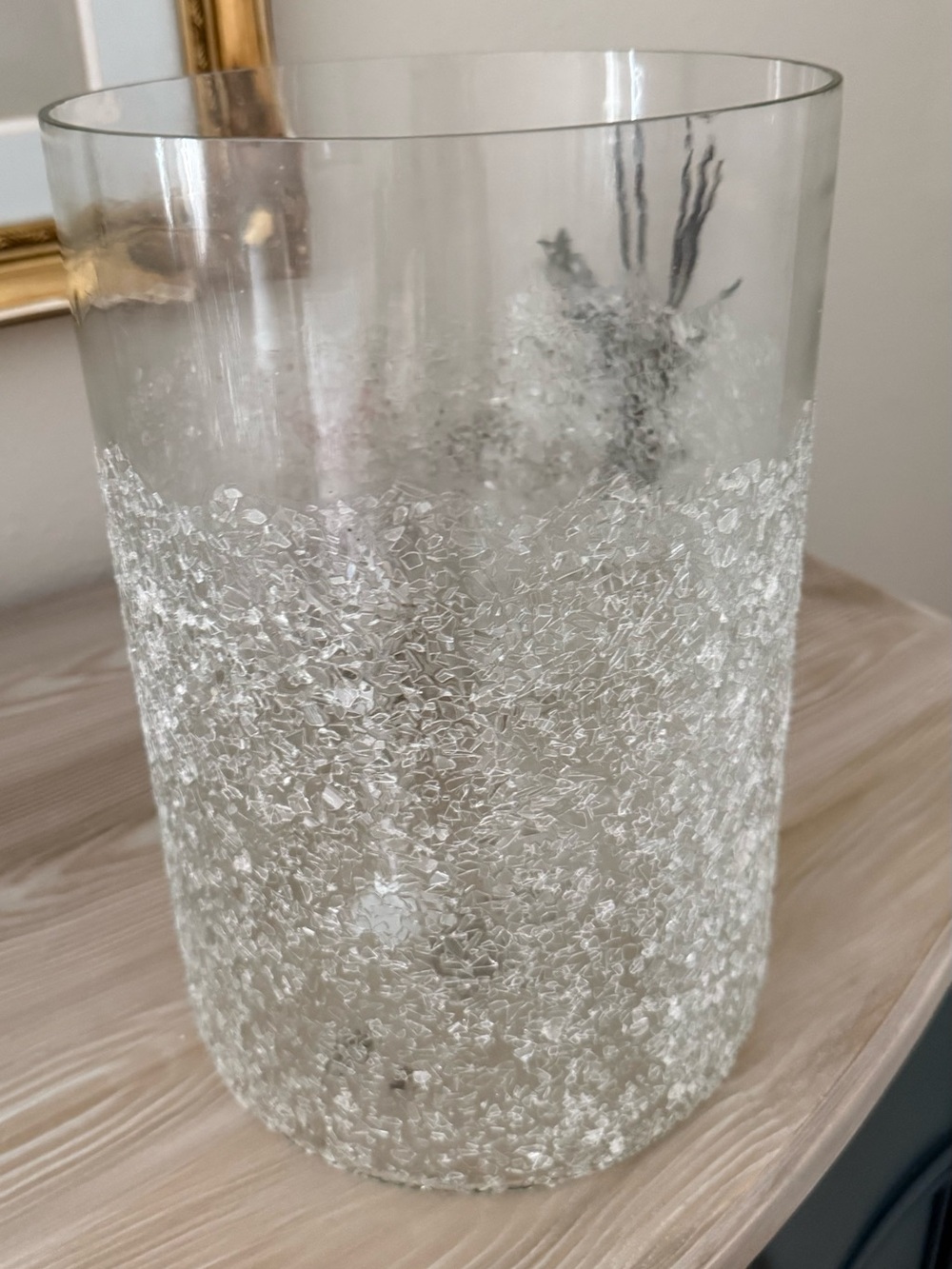 Pottery Barn Clear Textured Glass Hurricane Vase centerpiece 12x8 (2 avail)